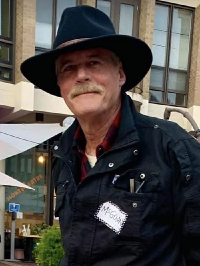 Dave McGowan in his black felt hat and work jacket